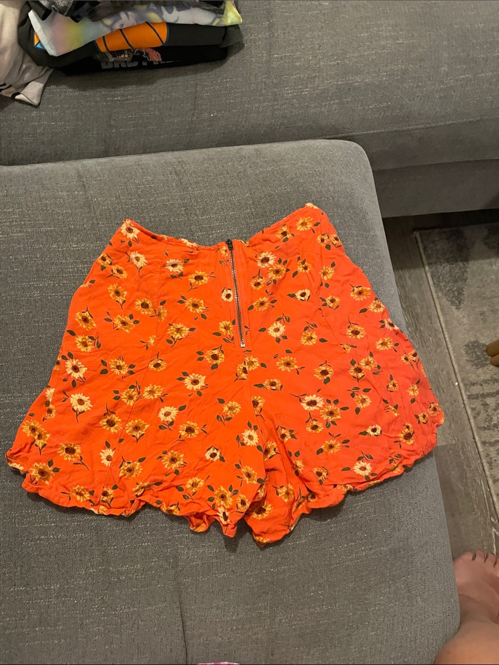 Urban Outfitters Kimchi Blue Orange Floral High-Waist Shorts
